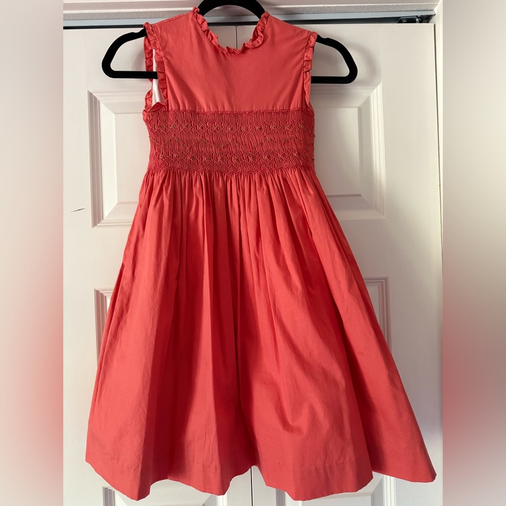Kidiwi France Coral Smocked Sleeveless Kids Dress Euro Sz 10